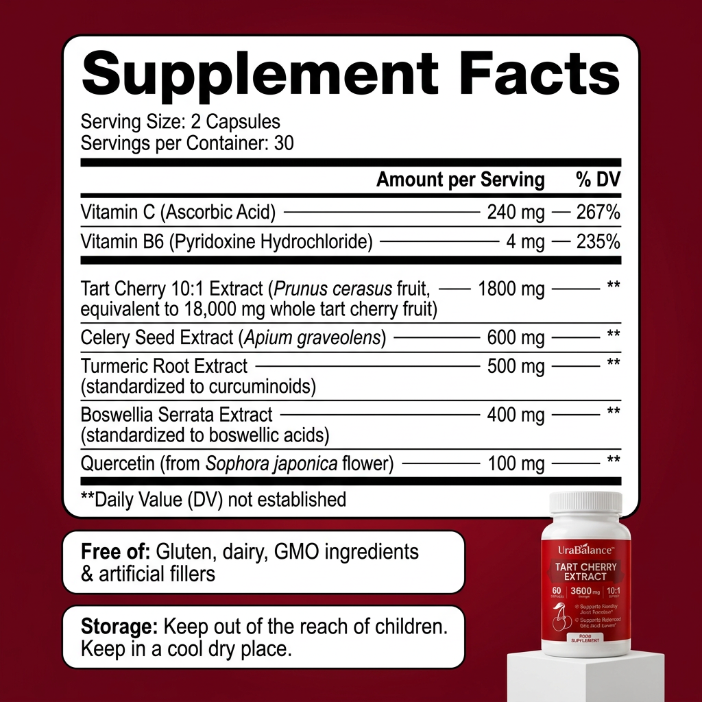 UraBalance supplement facts panel